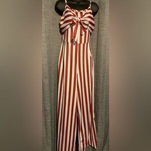 Red, wine, and white 2XL women’s jumpsuit. NWOT